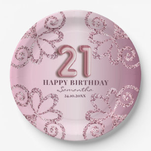 Assiettes En Carton Script de ballon en forme de princesse rose pour 2