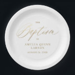 Assiettes En Carton Script de calligraphie or simple et élégant Baptêm<br><div class="desc">Notre Simple Elegant Gold Calligraphy Script Baptism plaques en papier dispose d'une fausse calligraphie dorée,  jumelée avec le type moderne.</div>