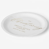 Assiettes En Carton Script de calligraphie or simple et élégant Baptêm (Angle)