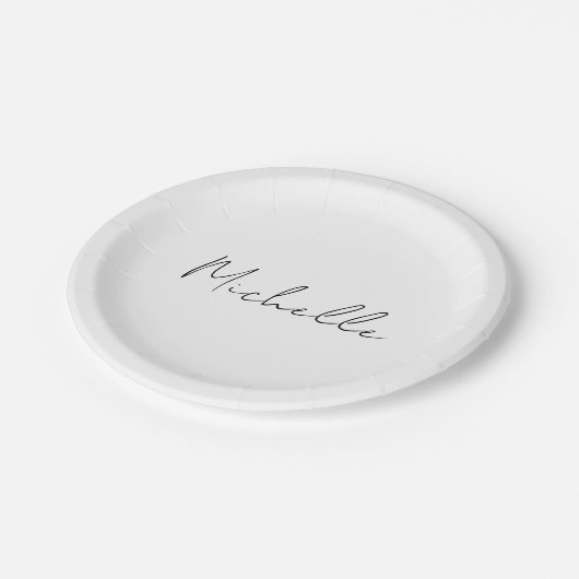 Assiettes En Carton Script élégant et classique Ajouter votre nom (Angle)