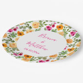 Assiettes En Carton Script Floral Orange Rose (Angle)