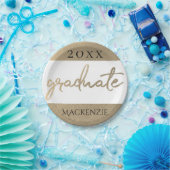 Assiettes En Carton Script Gold | Brosse classique avec année (Fête)