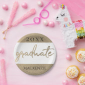 Assiettes En Carton Script Gold | Brosse classique avec année (Fête)