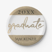 Assiettes En Carton Script Gold | Brosse classique avec année (Devant)