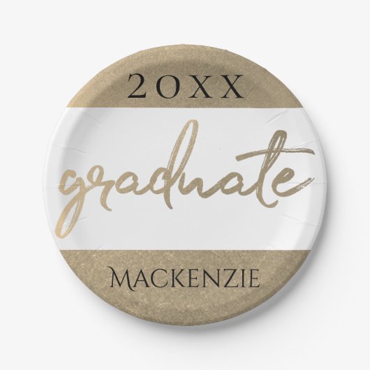 Assiettes En Carton Script Gold | Brosse classique avec année (Devant)