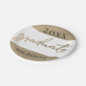 Assiettes En Carton Script Gold | Brosse classique avec année (Angle)