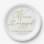 Assiettes En Carton Script Gold mignon Nous sommes Engaged Engagement  (Devant)