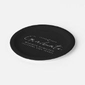 Assiettes En Carton Script manuscrit moderne noir Graduation (Angle)