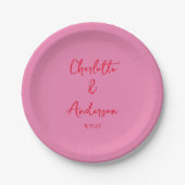 Assiettes En Carton Script manuscrit Whimsy Rose Rouge Personnalisé Ma (Devant)