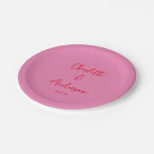 Assiettes En Carton Script manuscrit Whimsy Rose Rouge Personnalisé Ma (Angle)