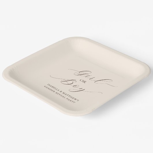 Assiettes En Carton Script minimal moderne Genre Révélation Partie Bei (Angulaire)