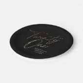 Assiettes En Carton Script moderne Black and Gold 21e fête d'anniversa (Angle)
