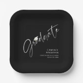 Assiettes En Carton Script moderne Casquette blanc noir (Recto)