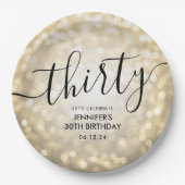 Assiettes En Carton Script moderne Gold Parties scintillant Lumières 3 (Devant)