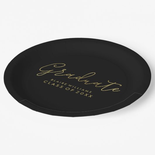 Assiettes En Carton Script moderne Graduation personnalisée (Angle)