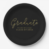 Assiettes En Carton Script moderne Graduation personnalisée (Devant)