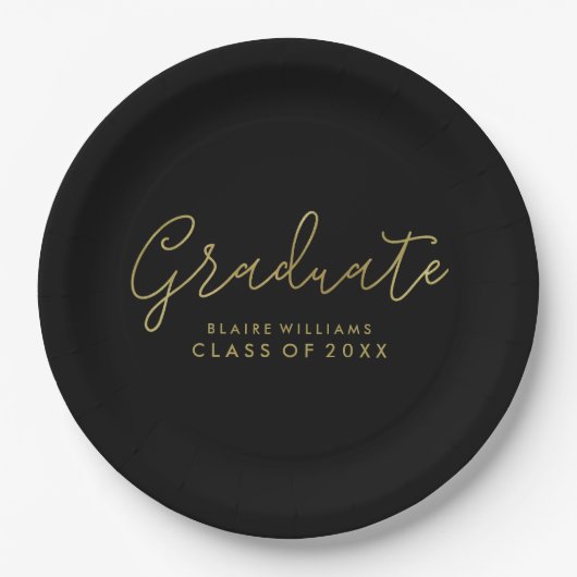 Assiettes En Carton Script moderne Graduation personnalisée (Devant)