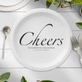 Assiettes En Carton Script moderne | Mariage noir et blanc