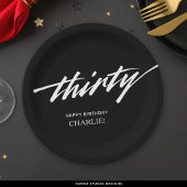 Assiettes En Carton Script moderne noir blanc 30e anniversaire