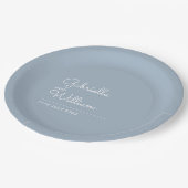Assiettes En Carton Script moderne simple et élégant Dusty Blue (Angle)