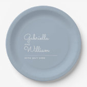 Assiettes En Carton Script moderne simple et élégant Dusty Blue (Devant)
