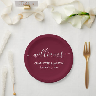 Assiettes En Carton Script moderne simple et élégant Mariage de Bourgo