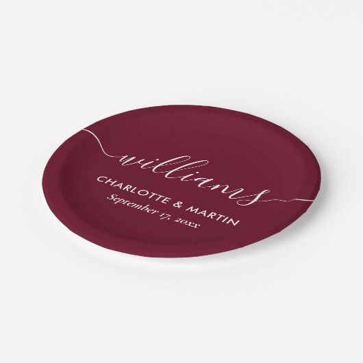 Assiettes En Carton Script moderne simple et élégant Mariage de Bourgo (Angle)