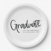 Assiettes En Carton Script moderne tendance noir & blanc Graduation (Devant)