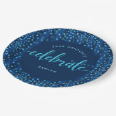 Assiettes En Carton Script moderne turquoise & points de parties scint (Angle)