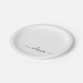 Assiettes En Carton Script Monogramme Nom Moderne Fille Noir Blanc (Angle)