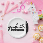 Assiettes En Carton Script noir diplômé | Classic Keepsaké avec année (Fête)