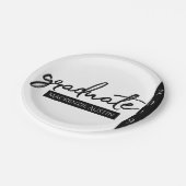 Assiettes En Carton Script noir diplômé | Classic Keepsaké avec année (Angle)