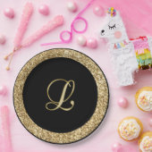 Assiettes En Carton Script or Monogram L (Fête)