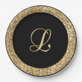 Assiettes En Carton Script or Monogram L (Devant)