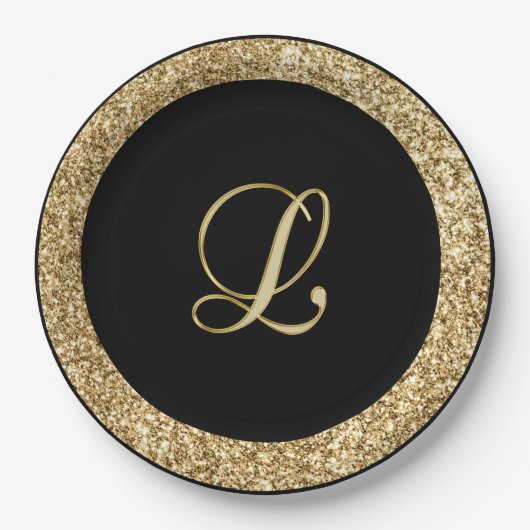 Assiettes En Carton Script or Monogram L (Devant)