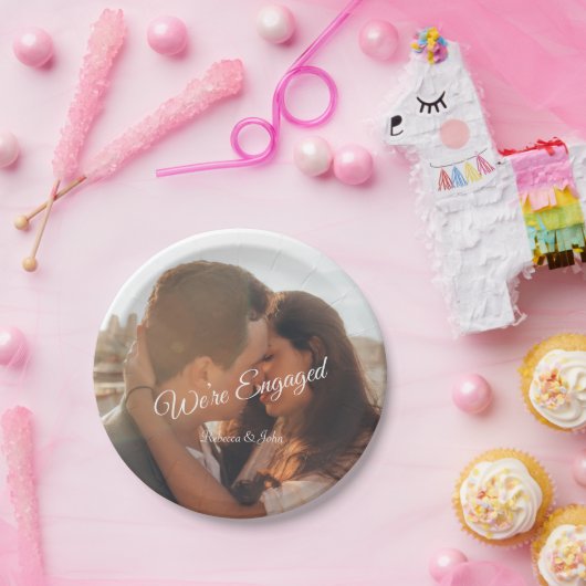 Assiettes En Carton Script photo moderne Nous sommes engagés (Fête)