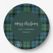 Assiettes En Carton Script Plaid Rustique Personnalisé Campbell Tartan (Devant)