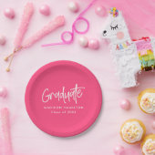 Assiettes En Carton Script Preppy - Graduation Hot Pink (Fête)