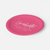 Assiettes En Carton Script Preppy - Graduation Hot Pink (Angle)