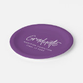 Assiettes En Carton Script Preppy moderne Purple Graduation (Angle)
