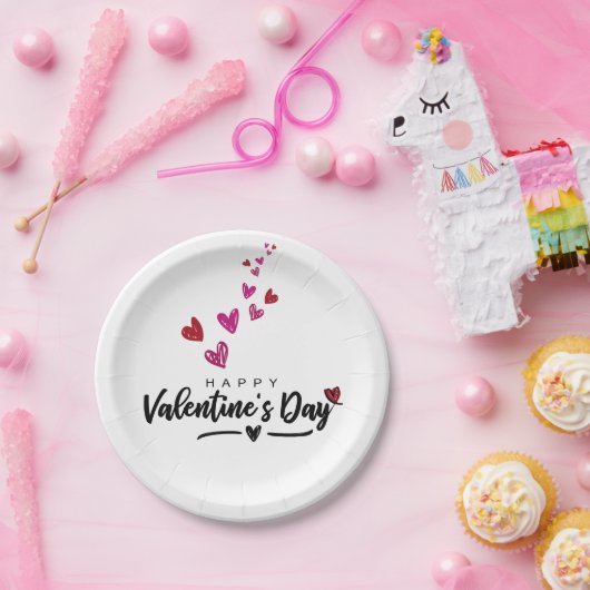 Assiettes En Carton Script Red Pink Hearts Script Saint Valentin (Fête)