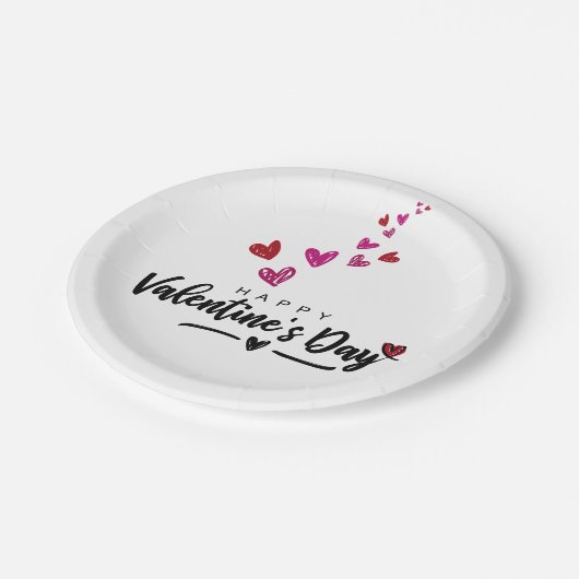 Assiettes En Carton Script Red Pink Hearts Script Saint Valentin (Angle)