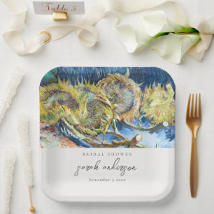 Assiettes En Carton Script rustique Fête des mariées de tournesol jaun