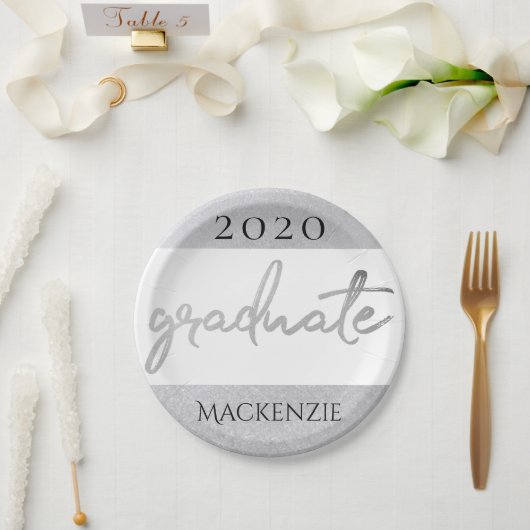 Assiettes En Carton Script Silver Gradué | Faux Metallic tendance (Mariage)