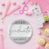 Assiettes En Carton Script Silver Gradué | Faux Metallic tendance (Fête)