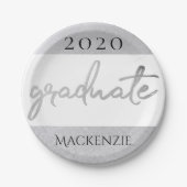 Assiettes En Carton Script Silver Gradué | Faux Metallic tendance (Devant)