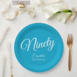 Assiettes En Carton Script simple moderne Aqua Blue 90th Birthday Part<br><div class="desc">Simply Modern Script Aqua Blue 90th Birthday Party Special unique Aqua Blue anniversaire Plaques papier spécialement conçues pour vos amis qui tournent le merveilleux jalon de 90! Ces Plaques personnalisées ajoutent une touche parfaite aux paramètres de table de votre fête d'anniversaire. Planifiez votre fête avec plus de fournitures de fête...</div>