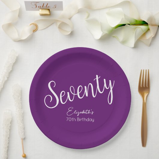 Assiettes En Carton Script simple moderne Automne Purple 70e anniversa (Mariage)