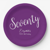 Assiettes En Carton Script simple moderne Automne Purple 70e anniversa (Devant)