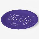Assiettes En Carton Script simple moderne violet 30e anniversaire (Angle)